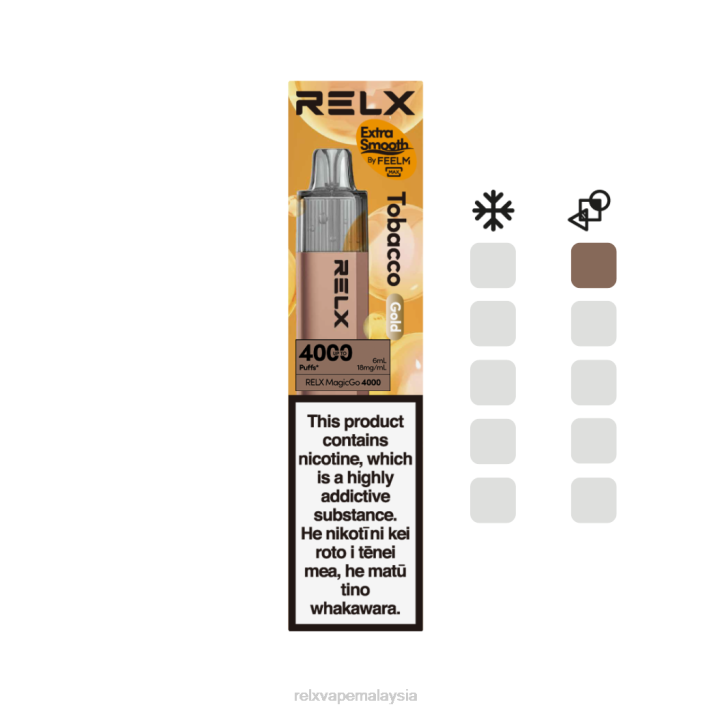 RELX MagicGo 4000 vape pakai buang | LDXH2 ‎RELX Malaysia tembakau (emas)